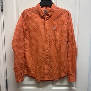 Cinch Orange Casual Button Down Shirt with Classic Collar